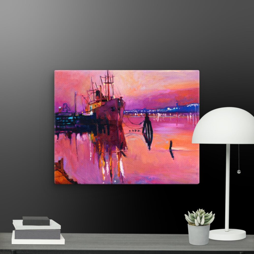 Colourful ship scene canvas - Image 10