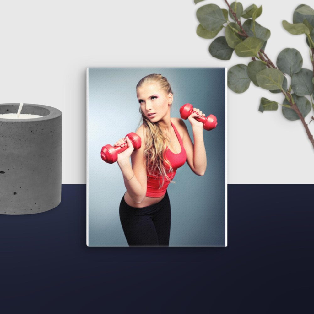 Girl using dumb bells canvas - Image 8