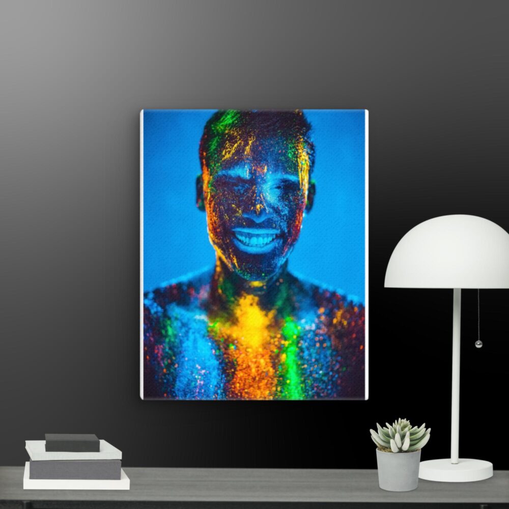 Illuminated smiling man canvas - Image 7