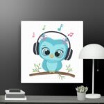 Owl Listening to Music canvas