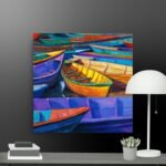 Colourful boat scene canvas
