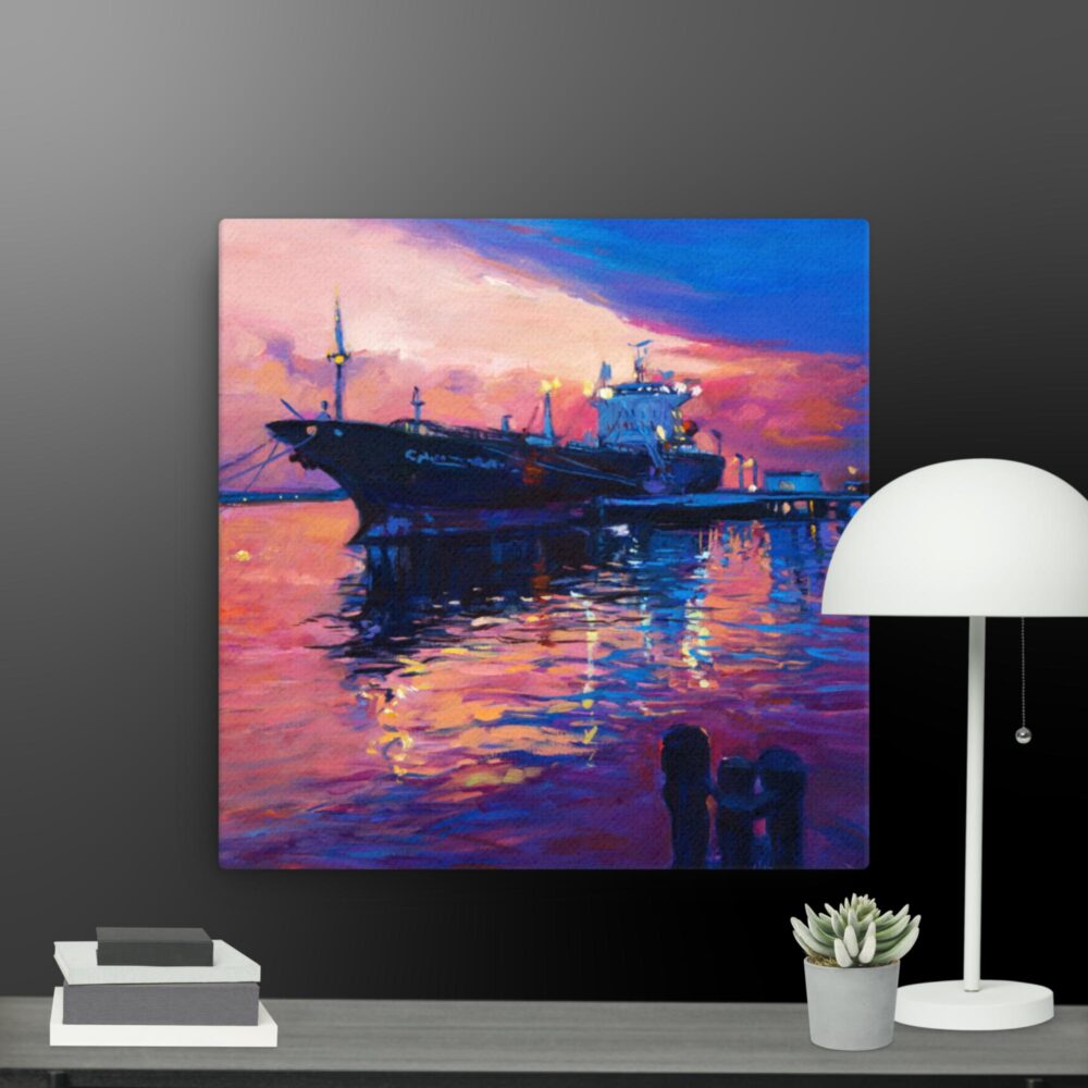 Colourful Ship scene canvas