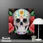 Skull with roses canvas