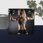 Girl lifting weights canvas