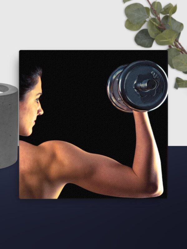 Girl with weights canvas - 12×12