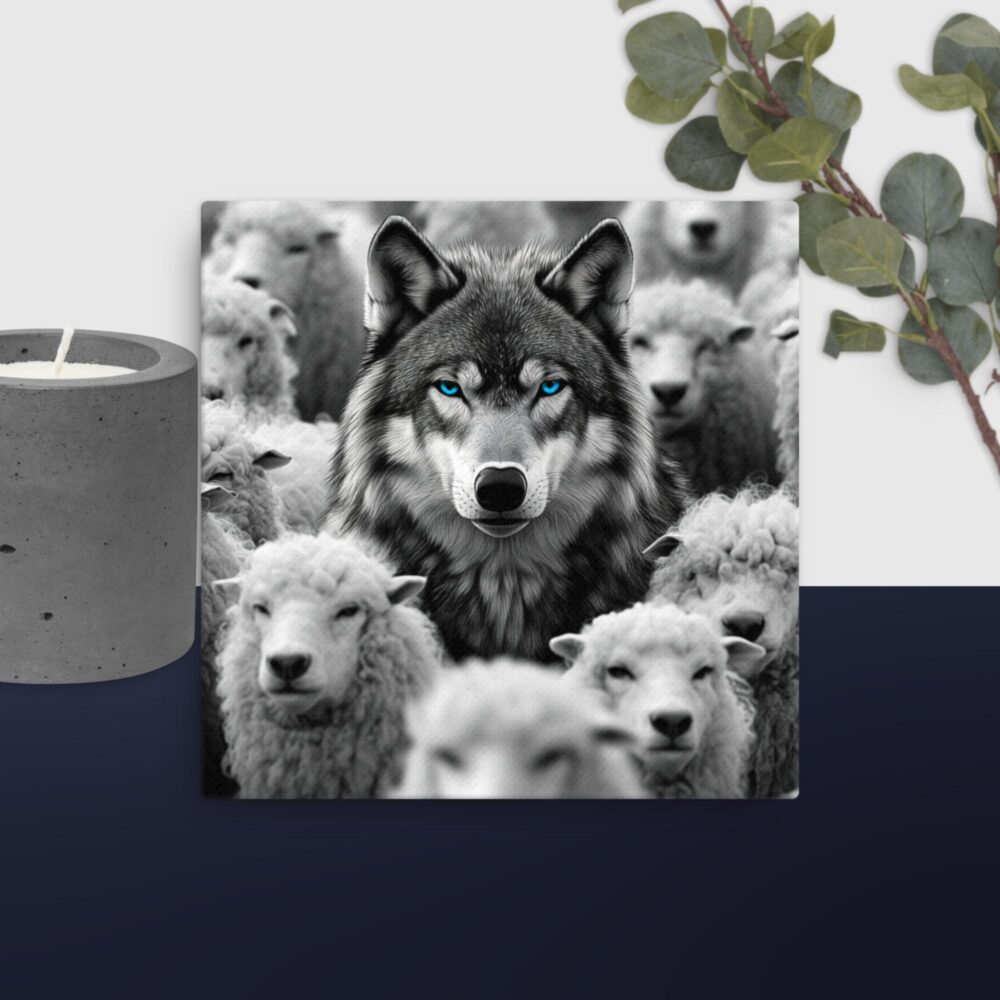 Wolf with sheep canvas