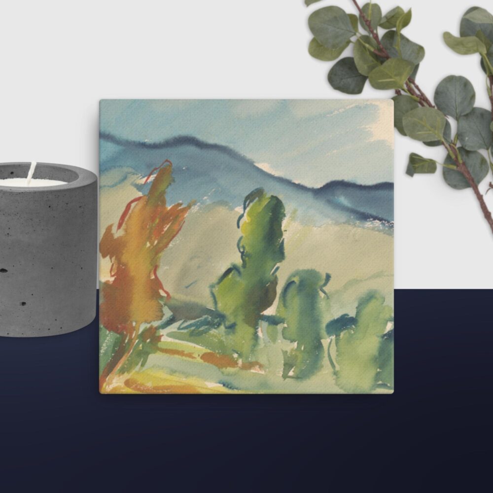 Below the mountains canvas