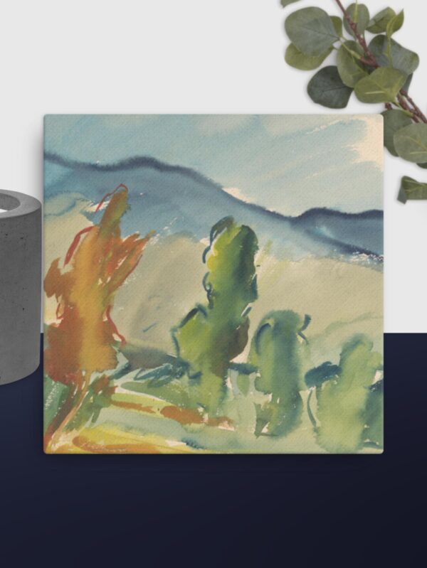 Below the mountains canvas - 12×12