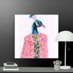 Peacock with pink jacket canvas