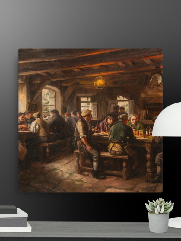 AI Pub Scene canvas - 12×12