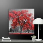 Red tree scene canvas