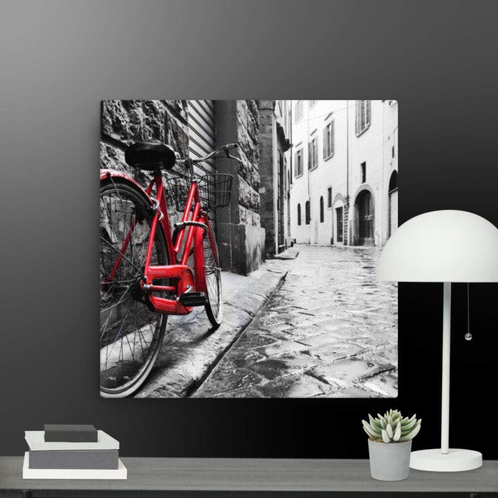 Red bicycle scene canvas