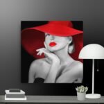 Woman with red hat canvas