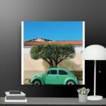 Green car scene canvas