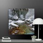 River with snow scene canvas