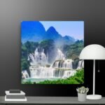 Bright waterfall scene
