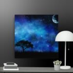 Blue night time scene canvas