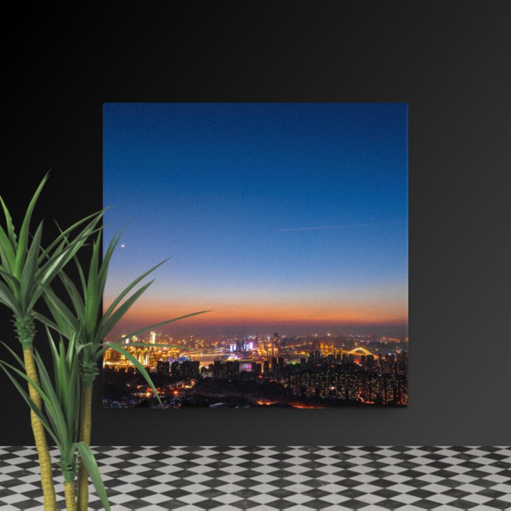 Night city scene canvas