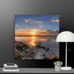 Sun rise on the water canvas
