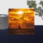 Bright orange sunset canvas