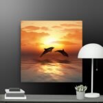 Dolphins in the sunrise canvas