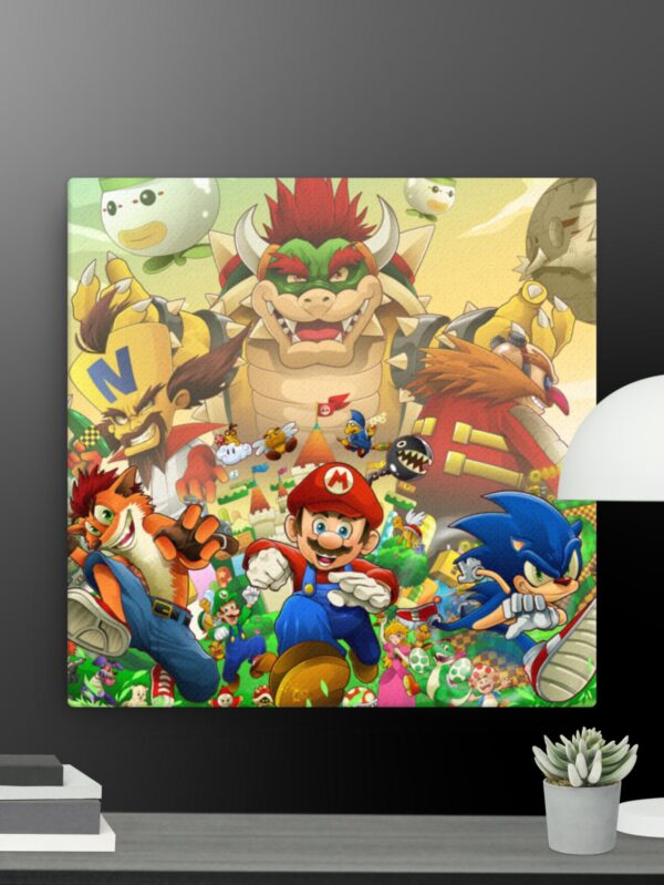 Super mario and friends scene canvas - 12×12