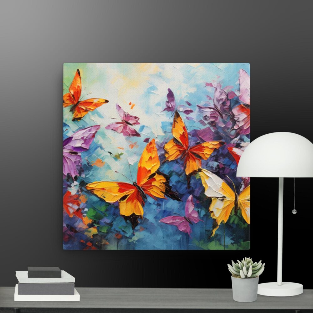 Bright colourful butterflies scene canvas