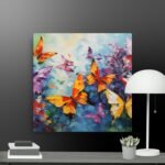 Bright colourful butterflies scene canvas