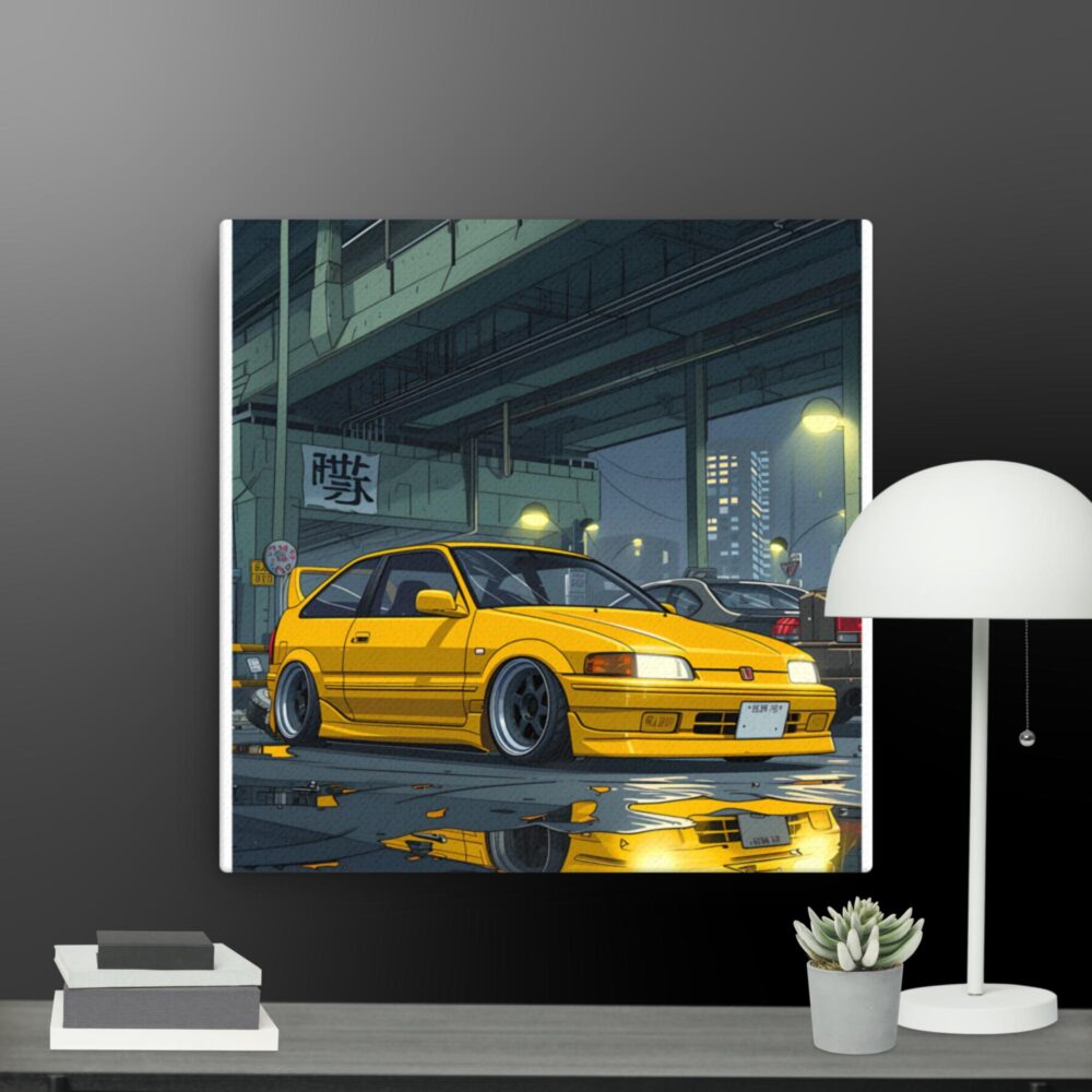 Yellow sports car canvas