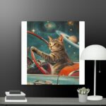 Cat driving canvas