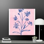 Contemporary blue flowers canvas