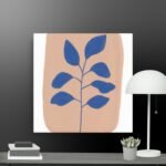 Contemporary blue leaves canvas