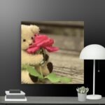 Teddy with rose canvas