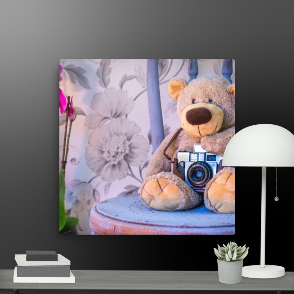 Bear with camera canvas