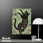 Vintage cat in the garden canvas