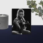 Girl lifting weights canvas