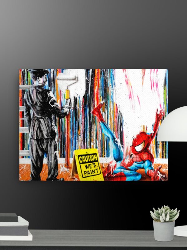 Spiderman and Chaplin canvas - 12×16