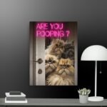 Funny cat bathroom canvas