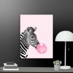 Zebra with bubblegum canvas