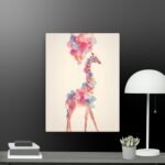 Giraffe with balloons canvas