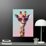 Giraffe with sunglasses canvas