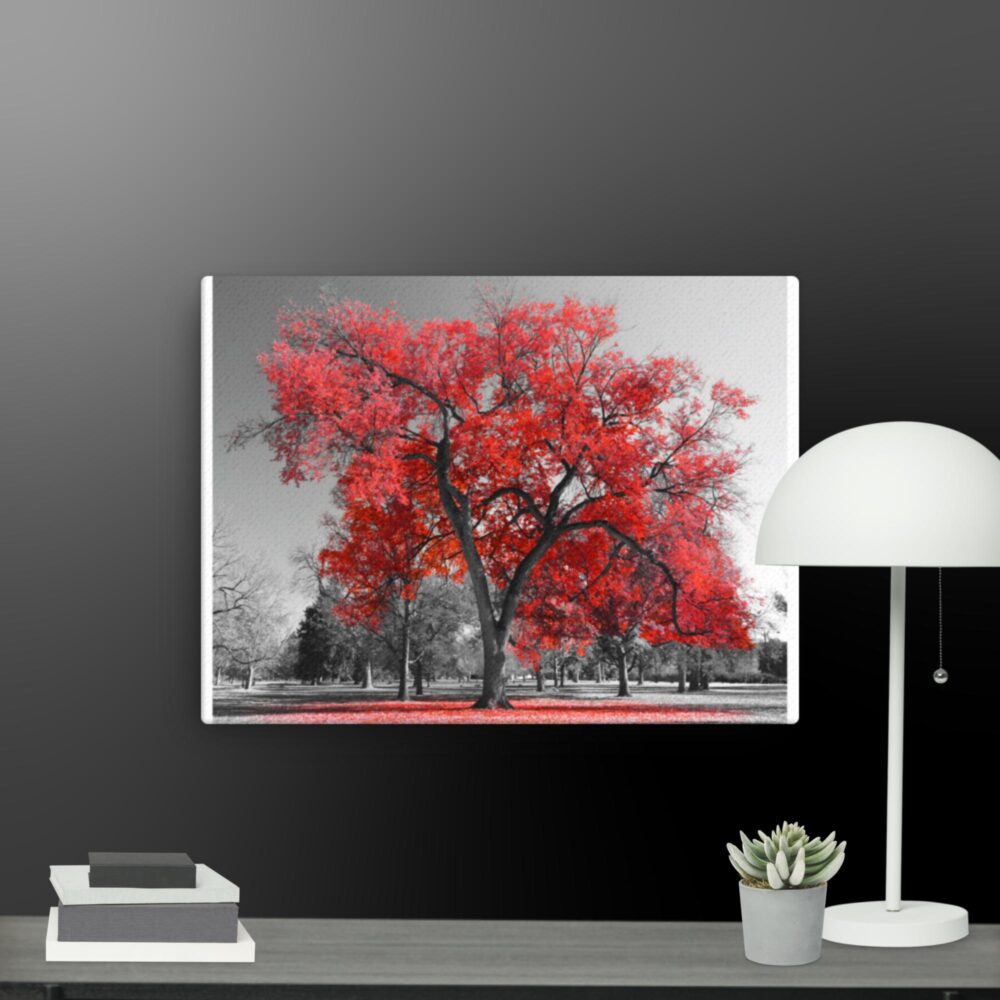 Red tree scene canvas - Image 2