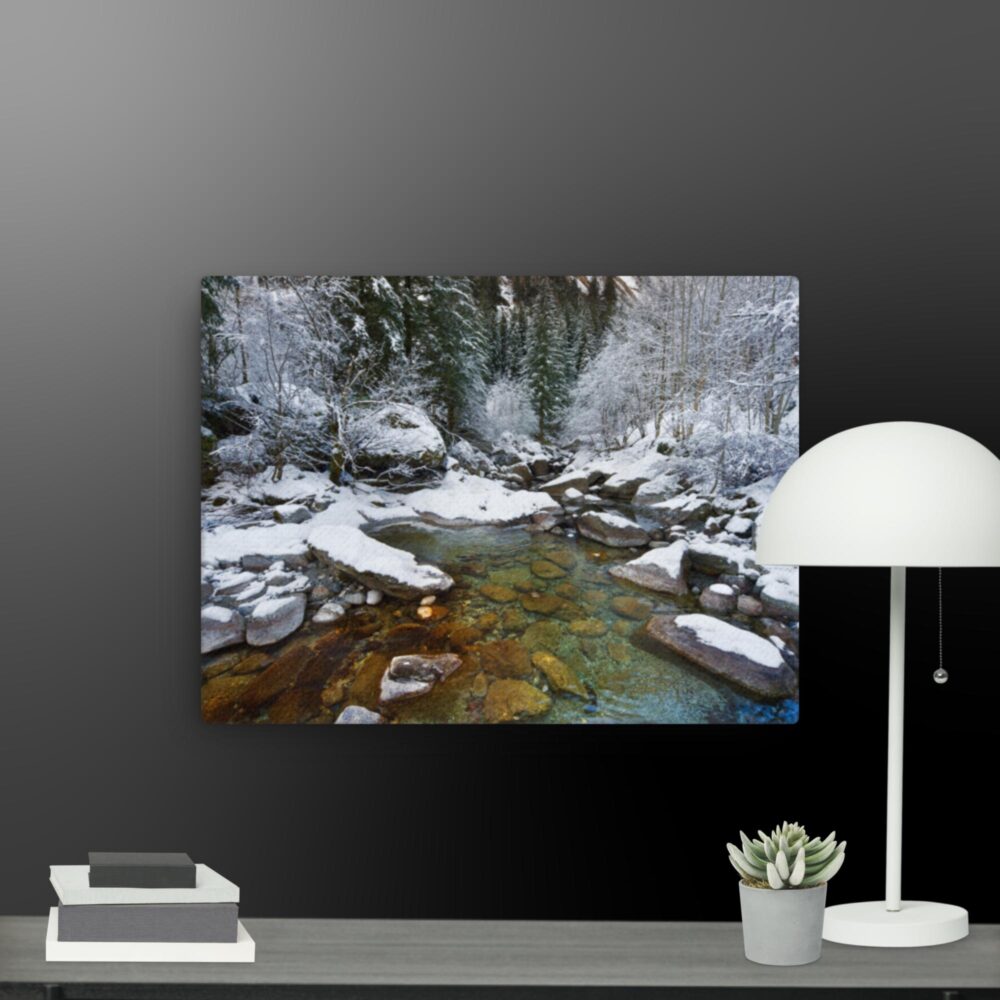 River with snow scene canvas - Image 2