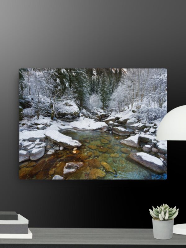 River with snow scene canvas - 12×16
