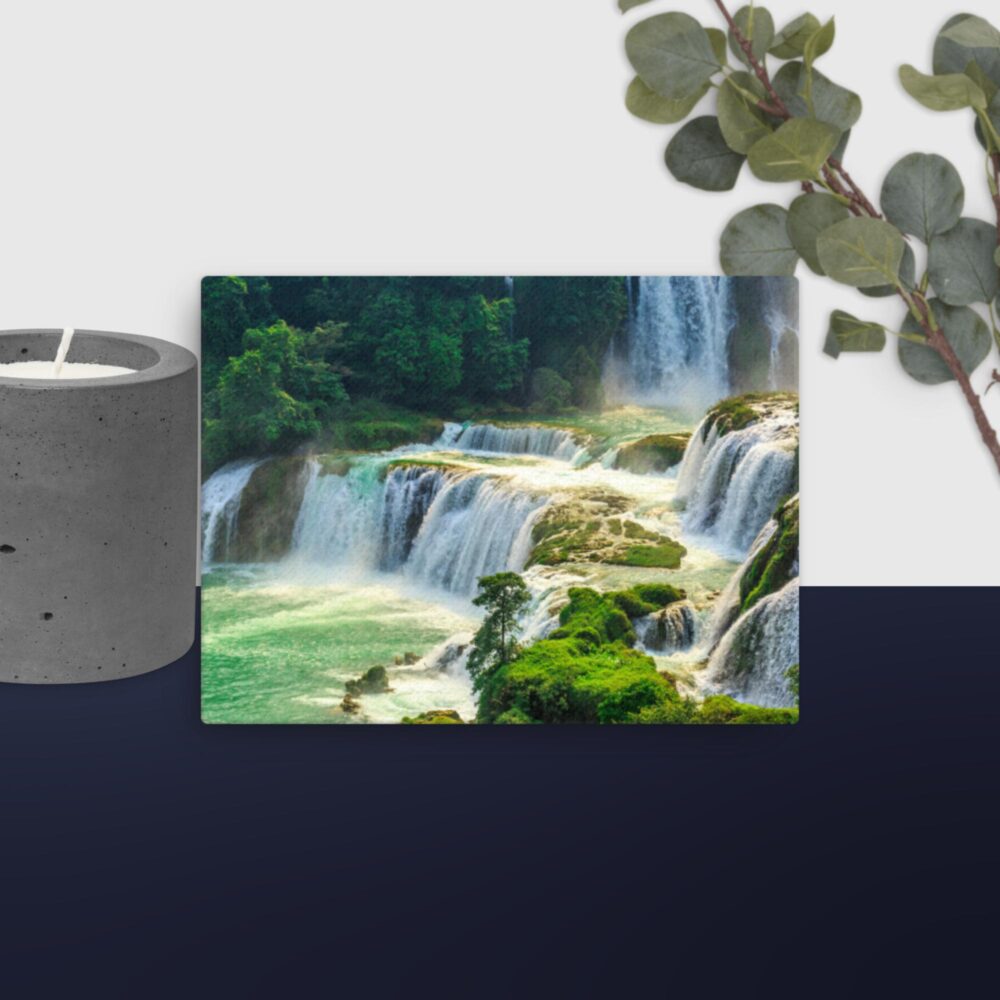 Green waterfall scene canvas - Image 2