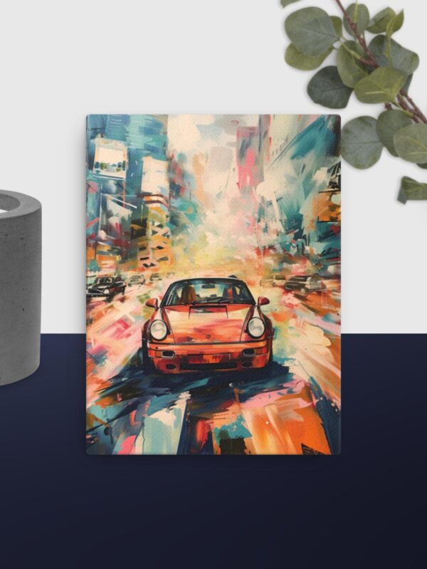 Bright car scene canvas - 12×16