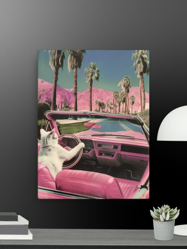Car driving pink car canvas - 12×16