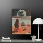 Girl reads in space canvas
