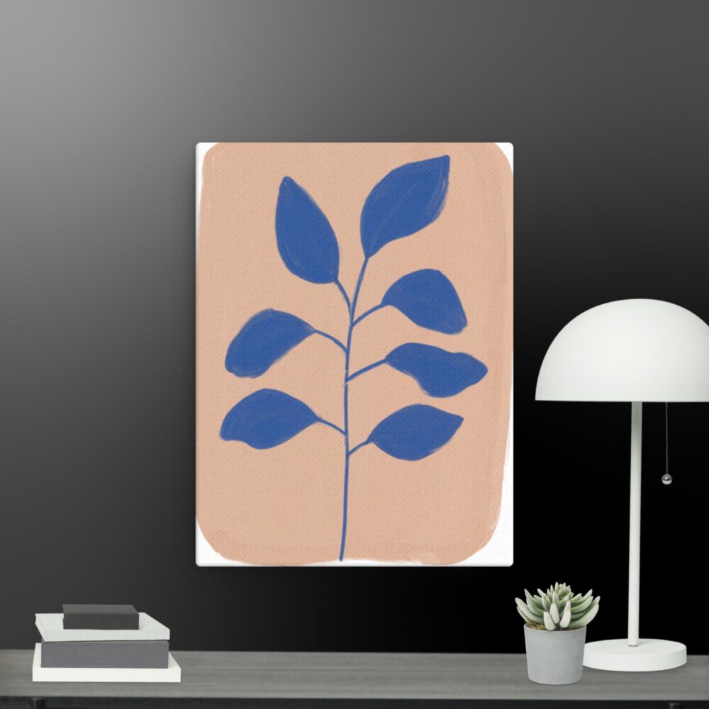 Contemporary blue leaves canvas - Image 2