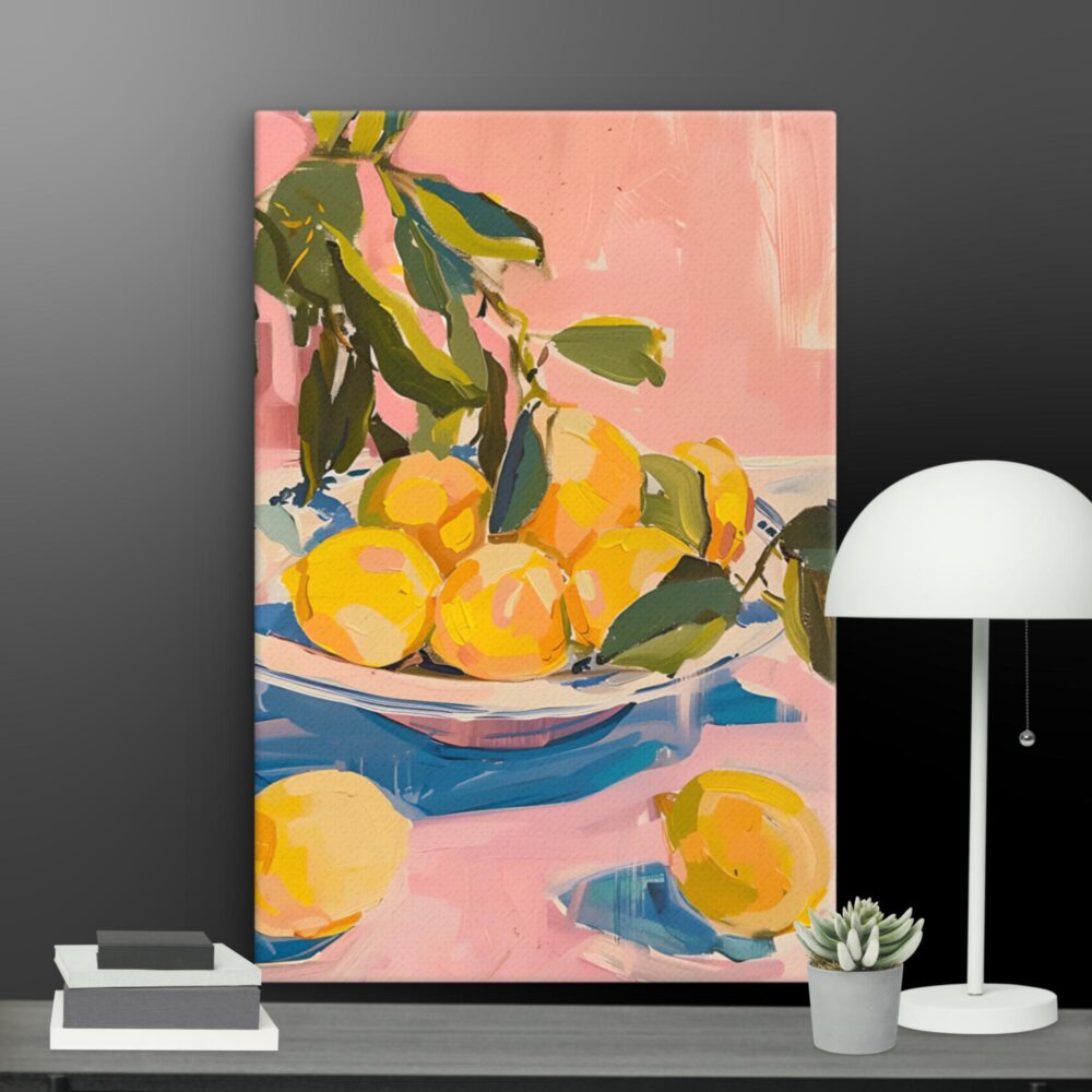 Lemons in a bowl canvas - Image 7